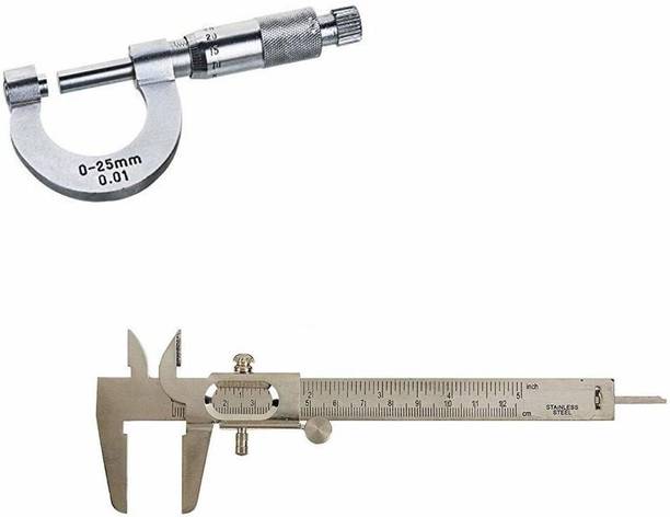 GoodsBazaar 2pc Combo 125 mm Vernier Caliper + 0-25 mm Micrometer Screw Gauge Caliper-01 Vernier Caliper