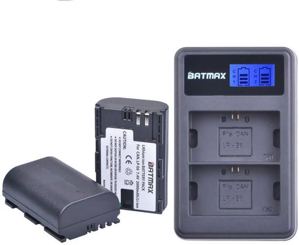 Batmax LP-E6 2 Pack 2000 mAh Battery LCD Display Dual Battery Charger for Canon LPE6  Camera Battery Charger