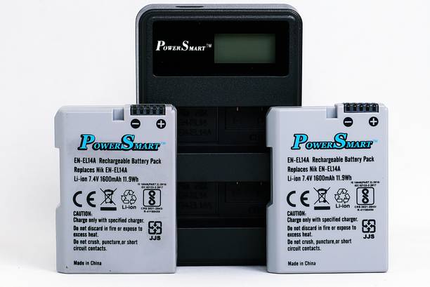 Power Smart EN-EL14A Battery (2- No.s) + EN-EL14A Dual USB Charger for Nikon D5600 D3400  Camera Battery Charger