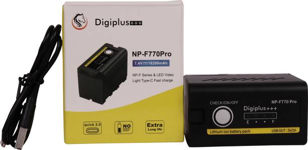 IJJA NP-F770 Pro LED light rechargeable battery with usb type c charger (18200mAh)  Camera Battery Charger