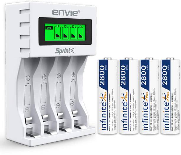 Envie Ultra Fast Charger ECR 11 MC For AA & AAA Ni-MH Rechargeable Batteries With 4xAA2800 Rechargeable Batteries | With Over Charge Protection Camera Battery Charger