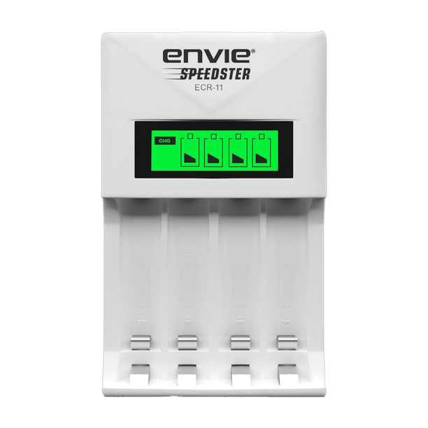 Envie Ultra Fast Charger ECR 11 | For AA & AAA Ni-mh Rechargeable Batteries | With LCD Display | 1800MA Output Current (White) (ECR 11)  Camera Battery Charger