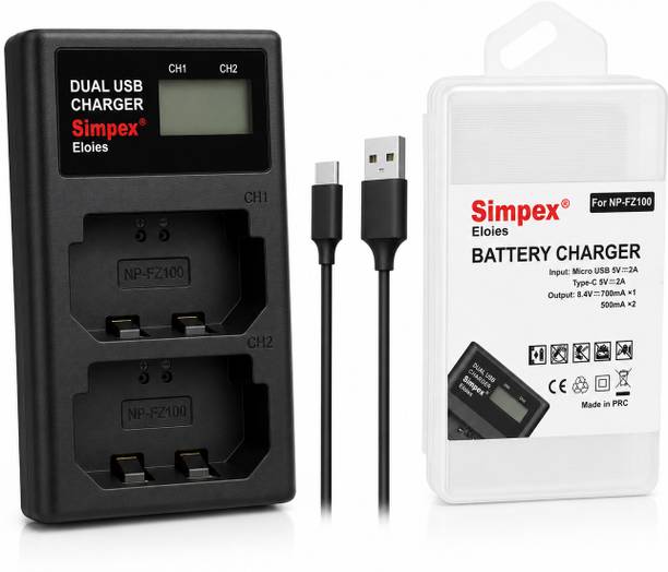 Eloies Dual Charger NP-FZ100 Battery | Display & Type-C, for A7 IV, A7S III, A6700 etc  Camera Battery Charger