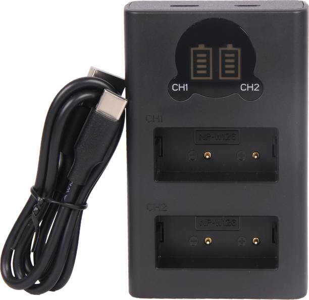 camstuff NP-W126 Dual type c cahrger with LCD display  Camera Battery Charger