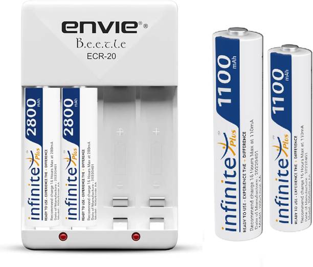 Envie 2800mah AA 2pl & 1100mah AAA 2pl Ni-MH Rechargeable Battery Charger Ready to use  Camera Battery Charger