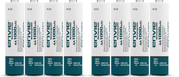 Envie 1000mAh AA Ni-CD Rechargeable Battery Pack of 8  Camera Battery Charger