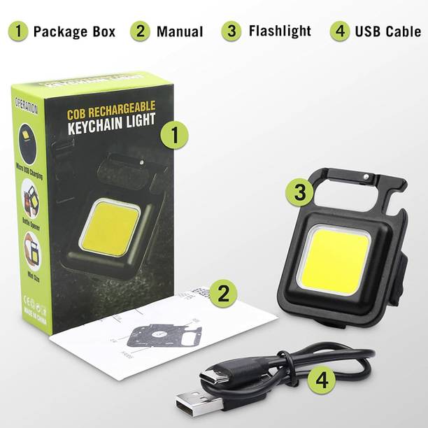 JIG'sMART 1200 Lumens Flux COB Rechargeable Keychain Mini Flashlight 4 Light Modes 10 lx Camera LED Light