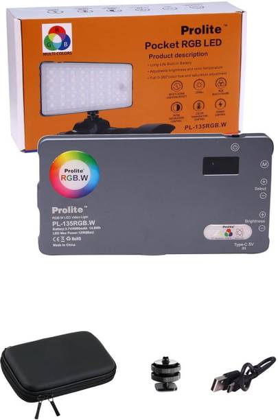 Prolite RGB Pocket LED Video Light with Built-in Battery, 21 Light Effects, Carry Case | 2200 lx Camera LED Light