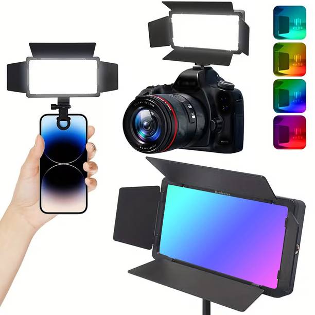 BROLAVIYA Four-Leaf Baffle Spotlight, 2000mAh Rechargeable, RGB Color Video Pocket Light 200 lx Camera LED Light