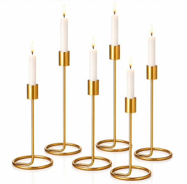 UM Heritage Living Metal Candle Stand Set of 6 for Home Decor, Iron 6 - Cup Candle Holder Set