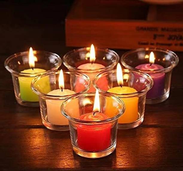 AYUTAS Glass Tea Light Candle Holder | Diwali Decoration & DIYs Glass Cups Glass 6 - Cup Tealight Holder