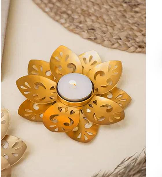 CraftVatika Tealight Candle Holder for Diwali Home Decor, Traditional Festive Decoration Steel 1 - Cup Tealight Holder