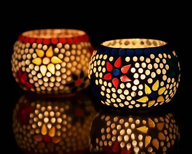 SCGLASSEMPORIUM Glass Tealight Holder Set