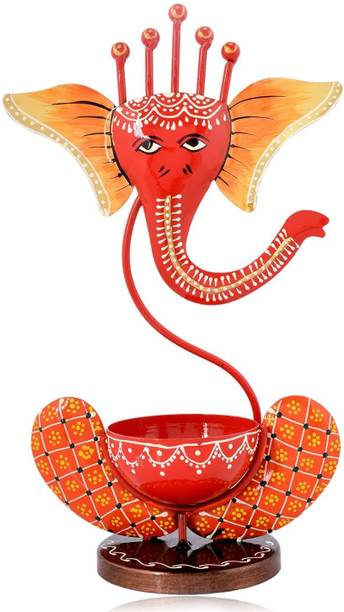 The Finishing Touch Handcrafted Ganesha Head Metal Tealight Candle Holder Decorative Showpiece Iron 1 - Cup Candle Holder