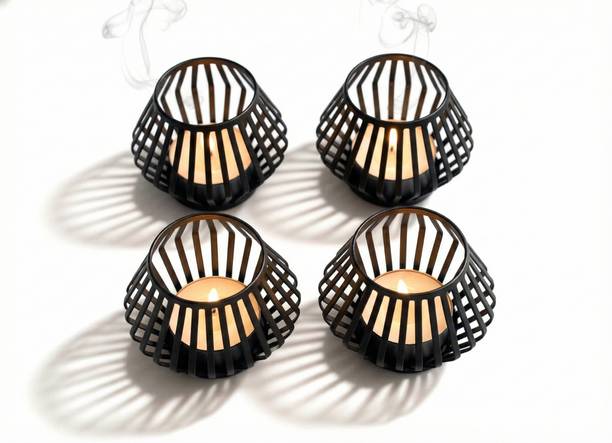 INURA Premium Handcrafted Iron Tealight Holder for Home Decor Iron 4 - Cup Tealight Holder Set