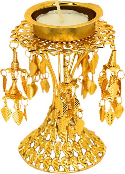 JWELLA Decorative Metal Tealight Holder for Diwali, Weddings, Pooja & Home Décor Steel Candle Holder