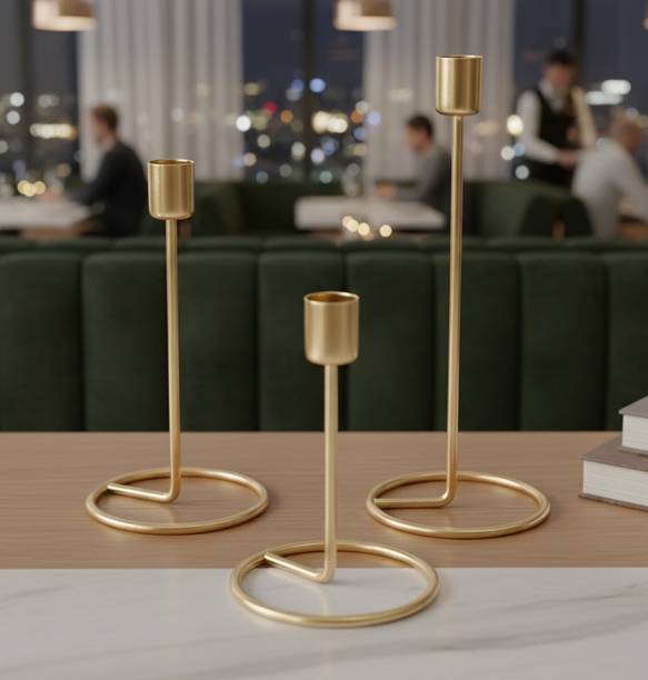 Decombert Iron Taper Candle Stand for Birthday celebration, Living Room set of 3 Iron 3 - Cup Candle Holder Set