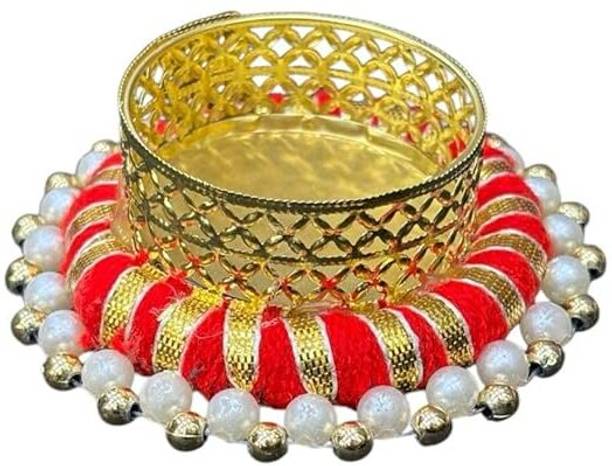 DecoreMe Handcrafted Diya Holder Set of 4 | Traditional Red & Gold Tealight Candle Holder Stainless Steel Tealight Holder