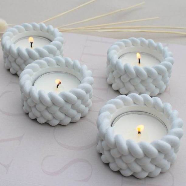 Shree International Handcrafted Bubble Knot Tealight Candle Holder Set of 4 Ceramic 4 - Cup Candle Holder