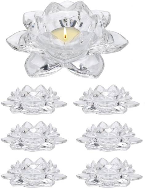 jay gatrad seller Lotus Flower Candle Holder Diya for Festivals Decoration Home Decor Clear Glass Candle Holder Set