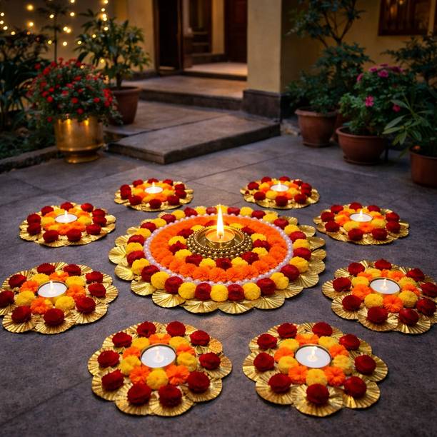 bhawya Gold Plated Tealight Holder Set