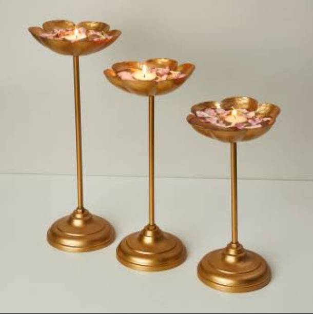 AAN Tea light holder diyas set of 3 in gold finish Iron 1 - Cup Tealight Holder Set