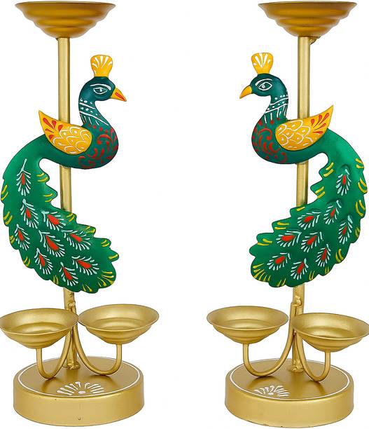 Rashi Creatives Peacock Tea Light Candle Holder For Decoration Iron Tealight Holder