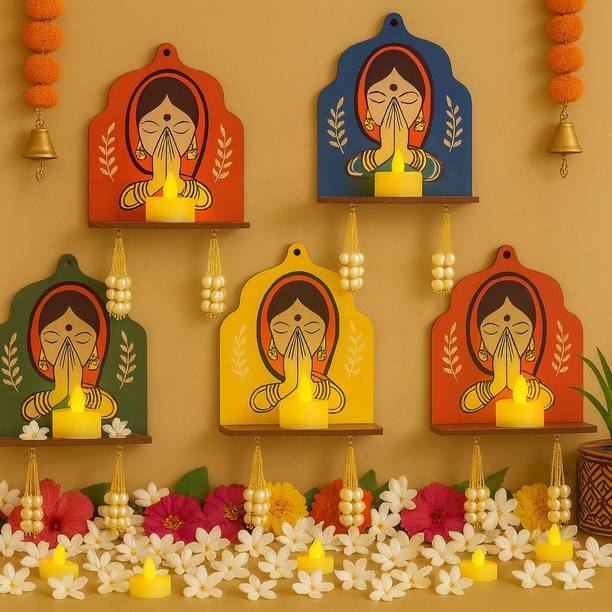 ANSHKIT Wooden Tealight Holder Set