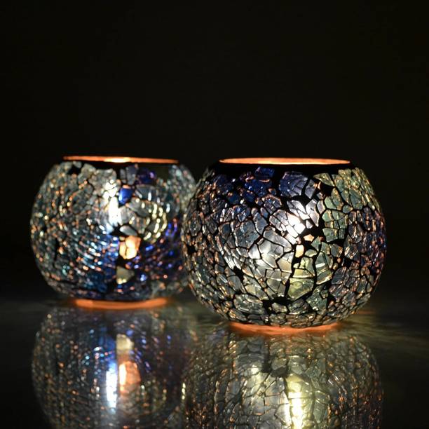 Decent Glass Votive Candle Holder for Tealight Party Decor (Blue) Glass Candle Holder