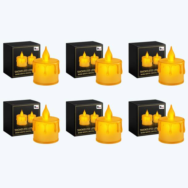 Dreamlux Flameless Design Decorative Acrylic for Home, Pooja Room & Festival Décor Crystal Candle Holder Set