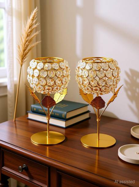 Extreme Karigari Candle Holder Gift Boxes candle stand gift items for wedding Crystal 2 - Cup Candle Holder Set