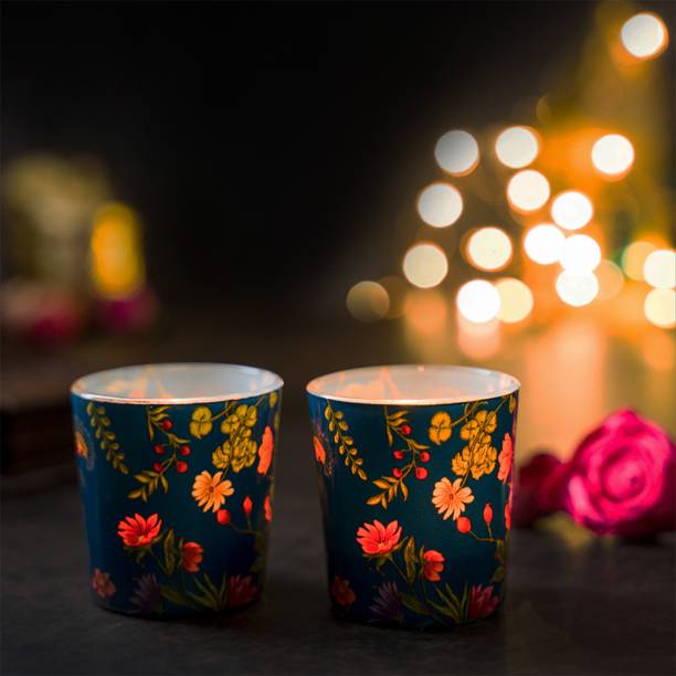 KOLOROBIA Kolorobia Gond Art Inspired Candle Votives Set of 2 Glass 2 - Cup Tealight Holder