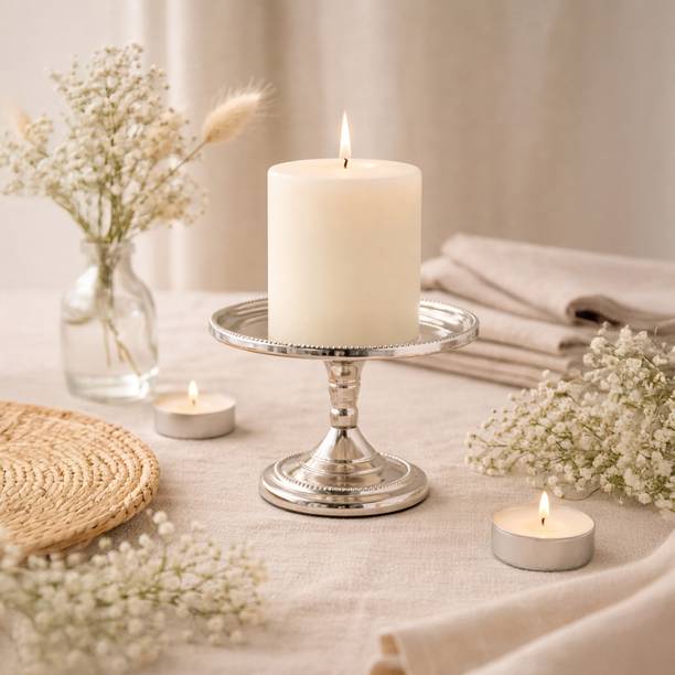 Hosley Pillar Candle Holder Stainless Steel 1 - Cup Candle Holder