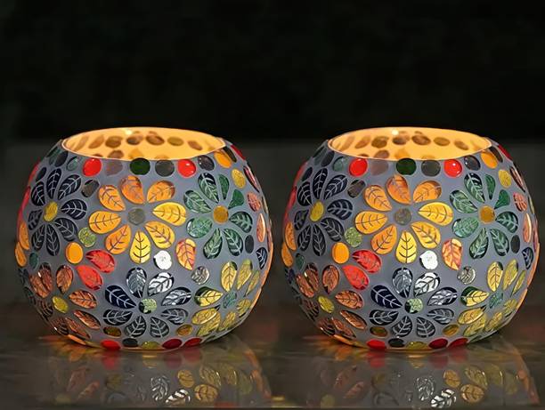 SCGLASSEMPORIUM Glass Tealight Holder Set