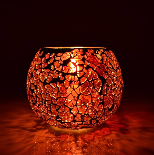 Decent Glass Candle Holder for Tealight, Party Decor (Red) Glass Candle Holder