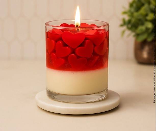 Celestial Auraa Red Big Hearts Gel Luxe Candle | Premium Scented Candle