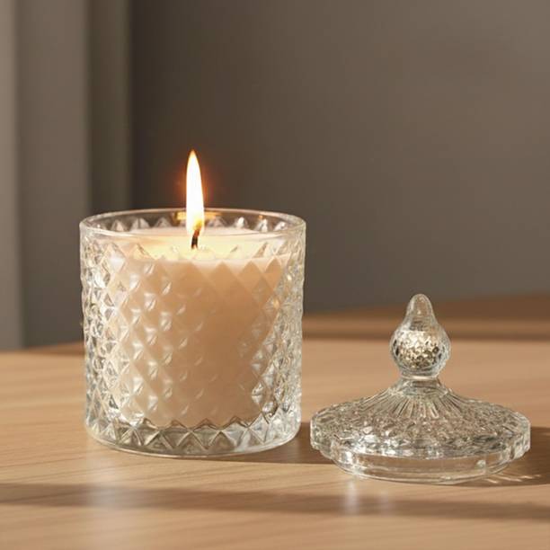 Glowing Drop Lemongrass Scented Candle | Premium Crystal Jar | Single Wick Soy Wax Candle
