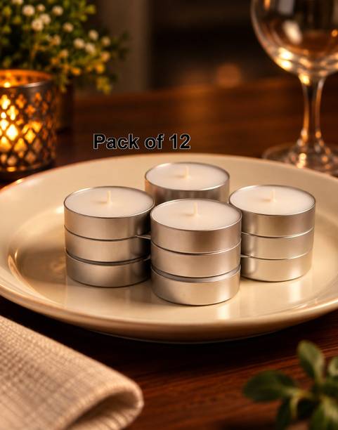 PINKORA Tealight Candles White Non Scented Wax Long Wick for Bedroom Table Decor Candle