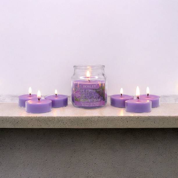 Xvision Lavender Fields Fragrance Jar with Scented Tealights|Burn Time 15 Hours Candle