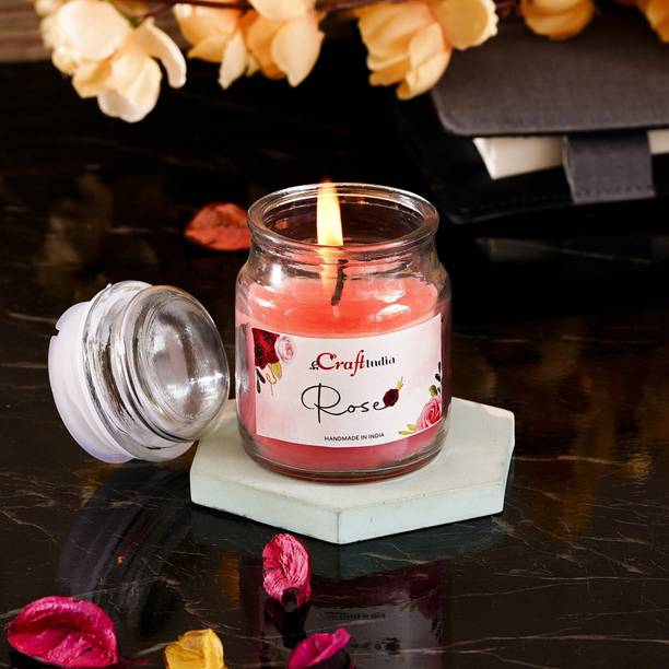 eCraftIndia Rose Jar Candle Candle
