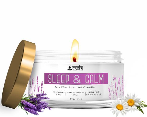 rishi natural Sleep and Calm Candle - 100% Natural Candle with Soy Wax | 15 hours Burn Time Candle