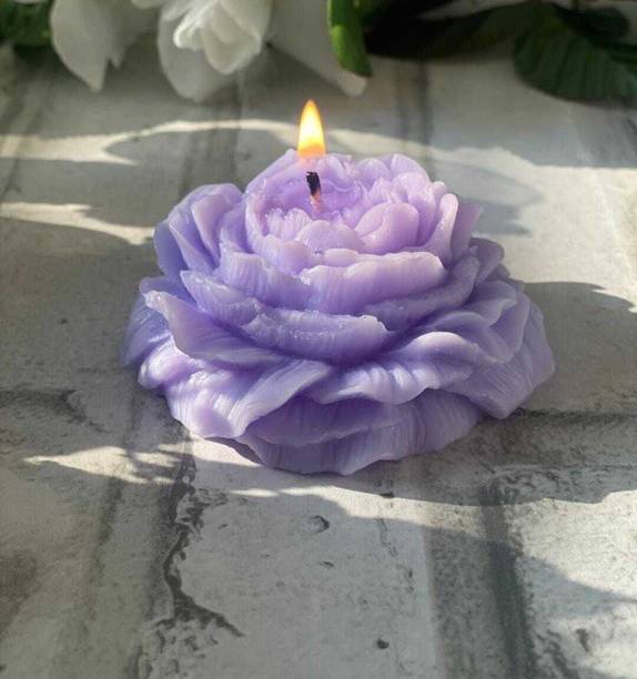 DLASSIE TRENDS A Single Purple Peony Flower Scented Candle with Rose Fragrance for Home Decor Candle