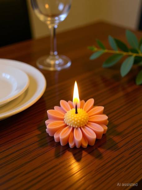 Siya Pack of 6 Multicolour Flower Daisy Wax Candles | Home Décor, Gift & Festive Candle