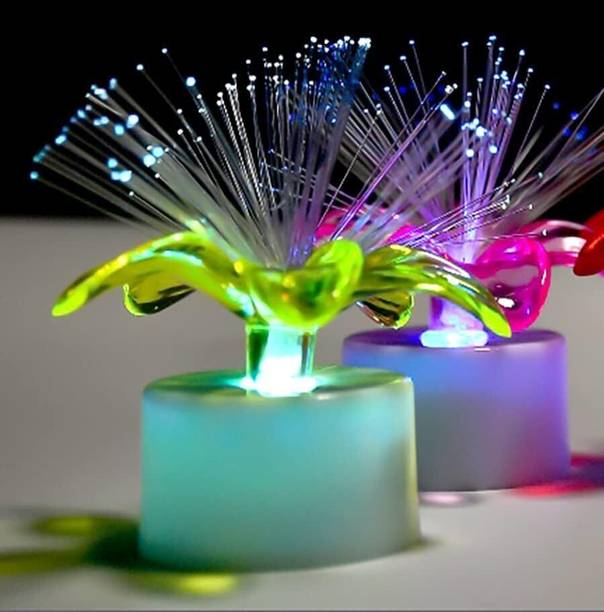 Shree Ganesh Enterprice Fiber Optic Candle Light lamp Floral Color Changing Led Party Decor Festival Candle
