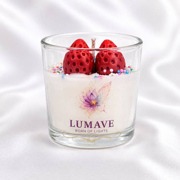 Lumave Strawberry Scented Glass Candle Candle