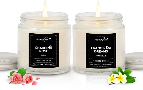 Aromahpure Scented Soy Wax Candle Rose,Frangipani Fragrance Candle for Home 55hrs Burn Time Candle