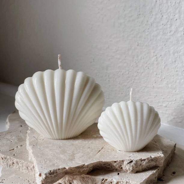 SC CREATION Sea Shell Candle | Scented | Gift | Home Decor | 1 Large & 1 Small Candle