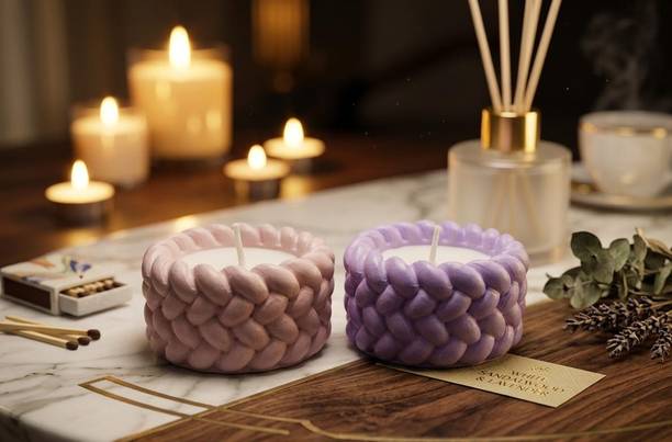 velvettly HANDMADE KNOT CANDLE 2 PCS MULTICOLOR Candle