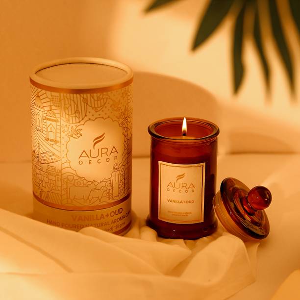 AuraDecor Scented Tomb Lid Jar Candle Organic Aroma Candles Soy Wax, Candle