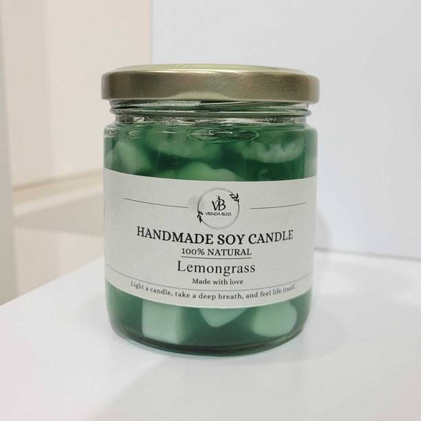 Vrinda Lemongrass Scented Candle – 100% Natural Soy Wax | Refreshing & Aromatherapy Candle
